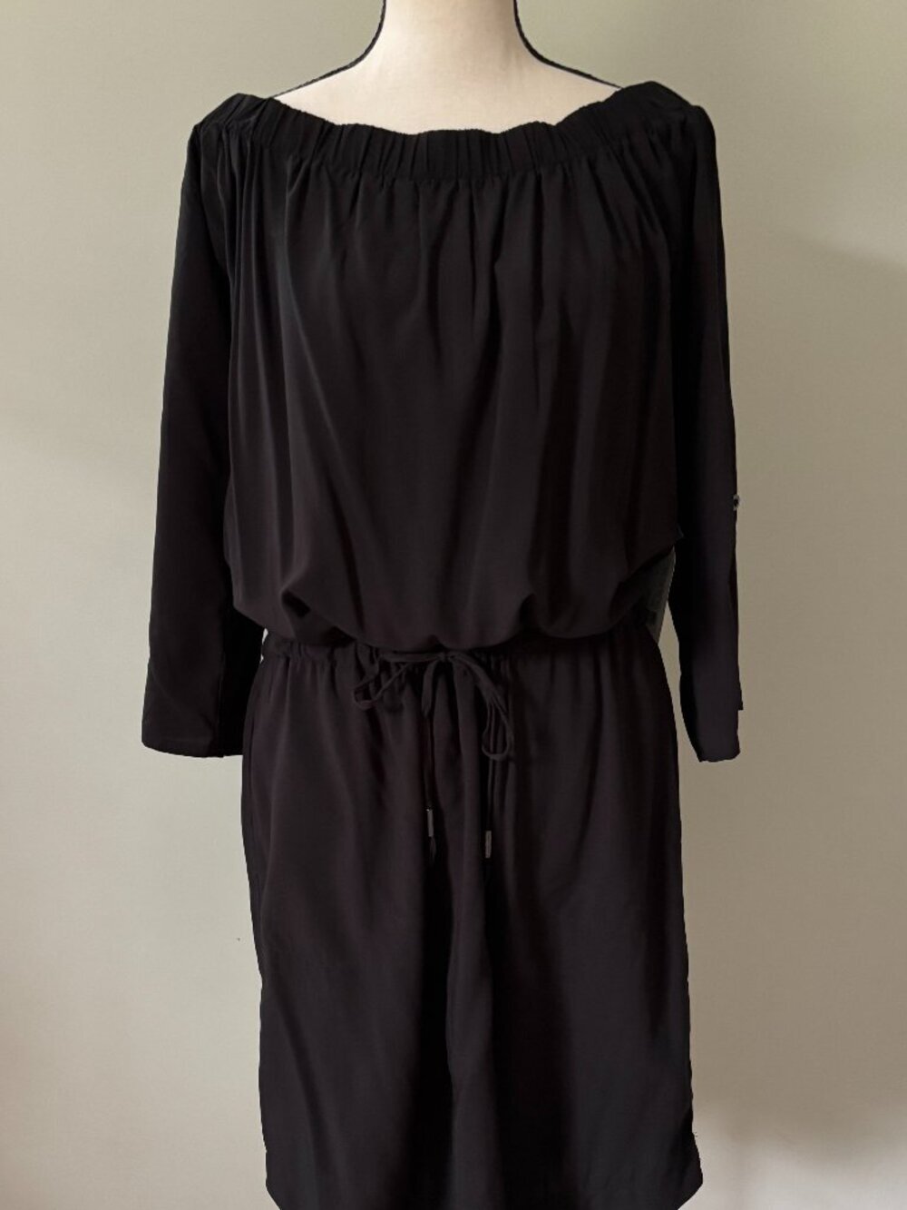 Lole Jamie Off Shoulder Blouson Dress Black M NWT